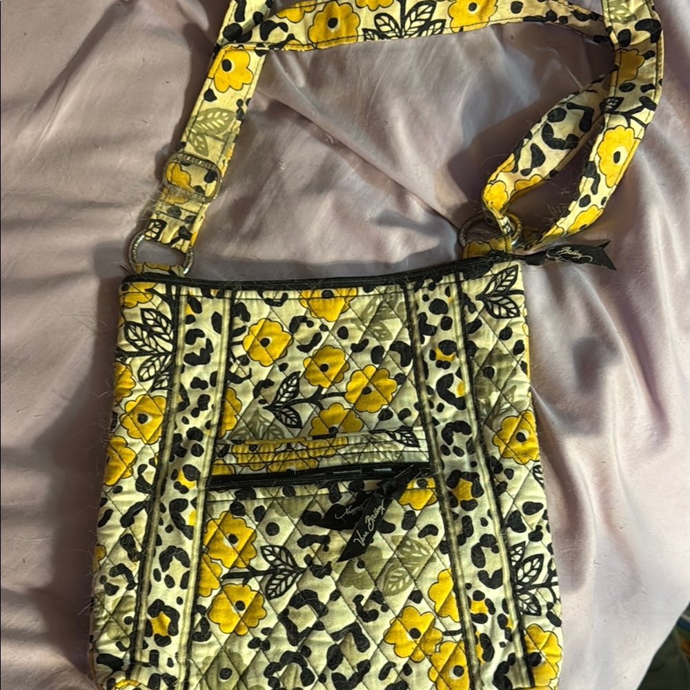Floral Quilted Crossbody Bag - Yellow and Black